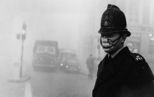 smog policeman with mask